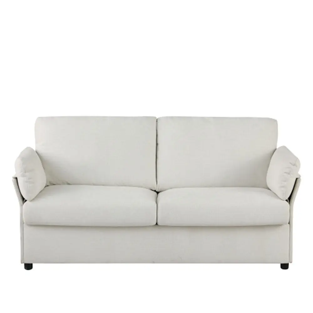 Loveseat Sofa Chenille Fabric - Beige Color Plush Living Room Couch Hypeshops