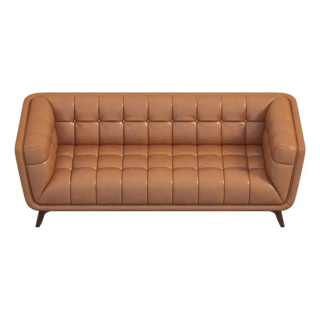 Tupper Modern Chesterfield Tufted Leather Living Room Sofa Tan - Classic Design Sofa Ashcroft