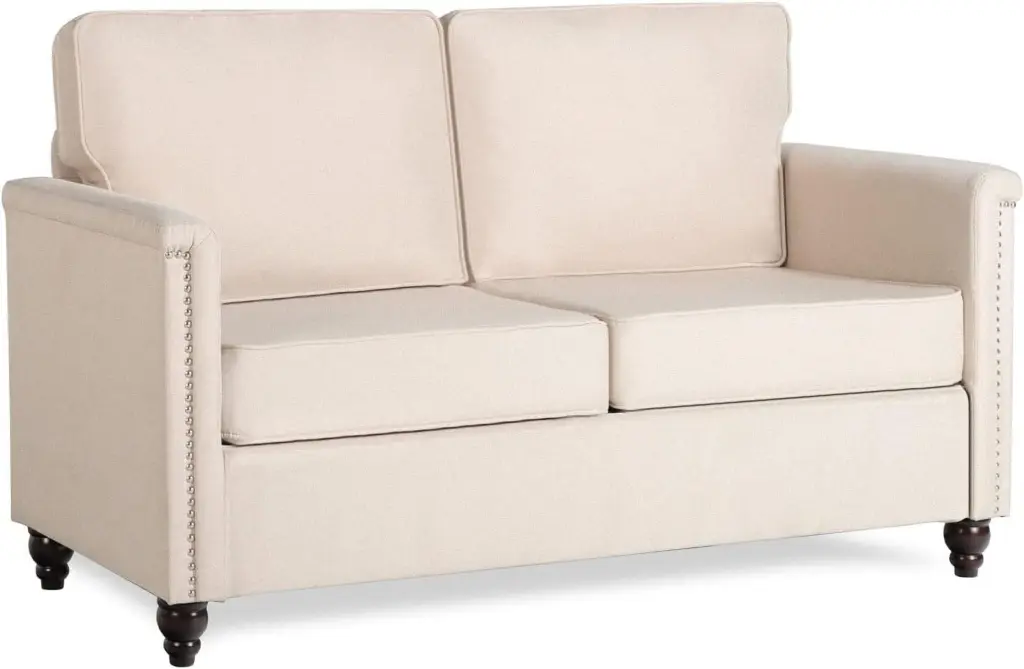 Coewske 55 Chesterfield Upholstered Sofa Loveseat Couch Beige