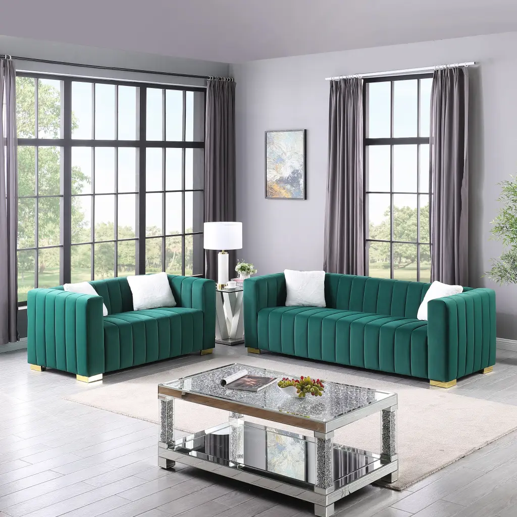 Holaki 87 Chesterfield Sofa Set Dark Green Luxury Living Room Furniture