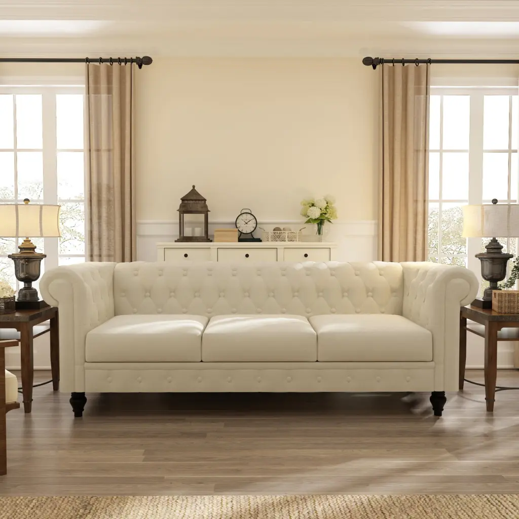 Miekor Furniture Chesterfield 3 Seater Tufted Velvet Sofa Living Room