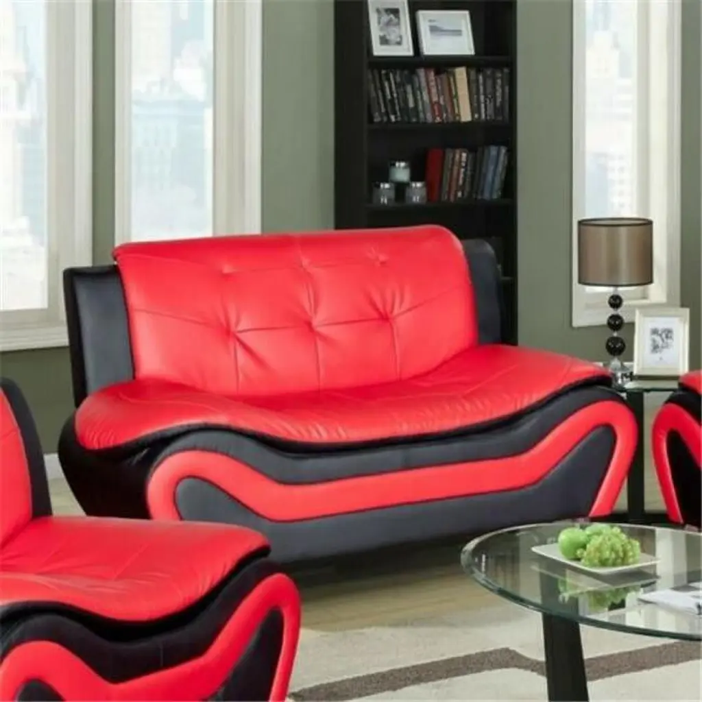 Classic Loveseat Black and Red Large Living Spaces KD Gabinete