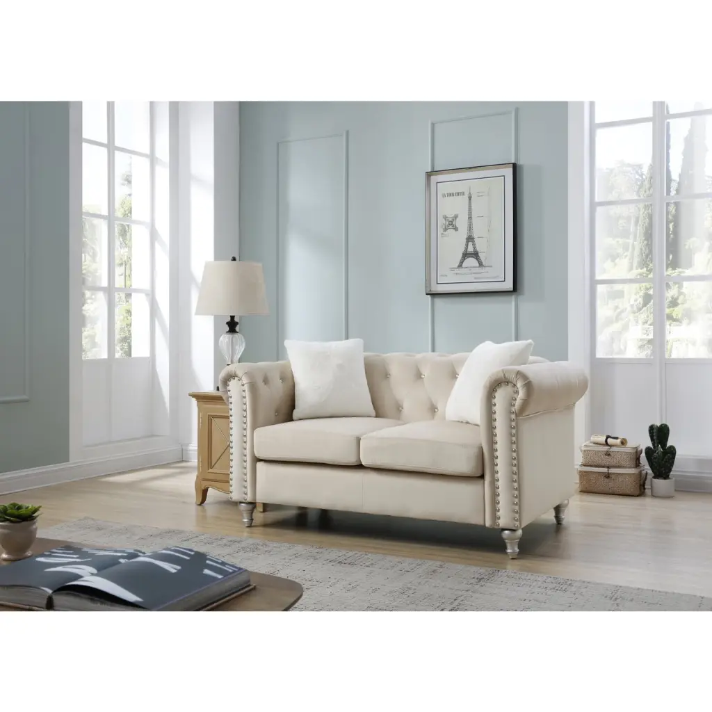 Maykoosh Renaissance Refinement Beige Loveseat Elegant Living Room