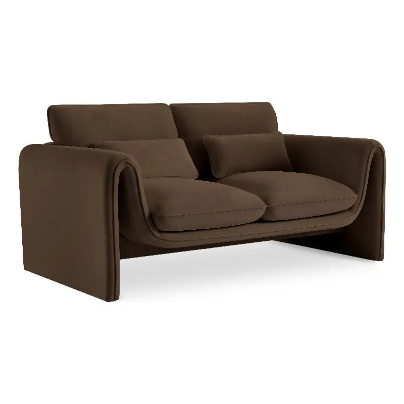 Meridian Furniture Sloan Brown Velvet Fabric Loveseat Classic Sofa