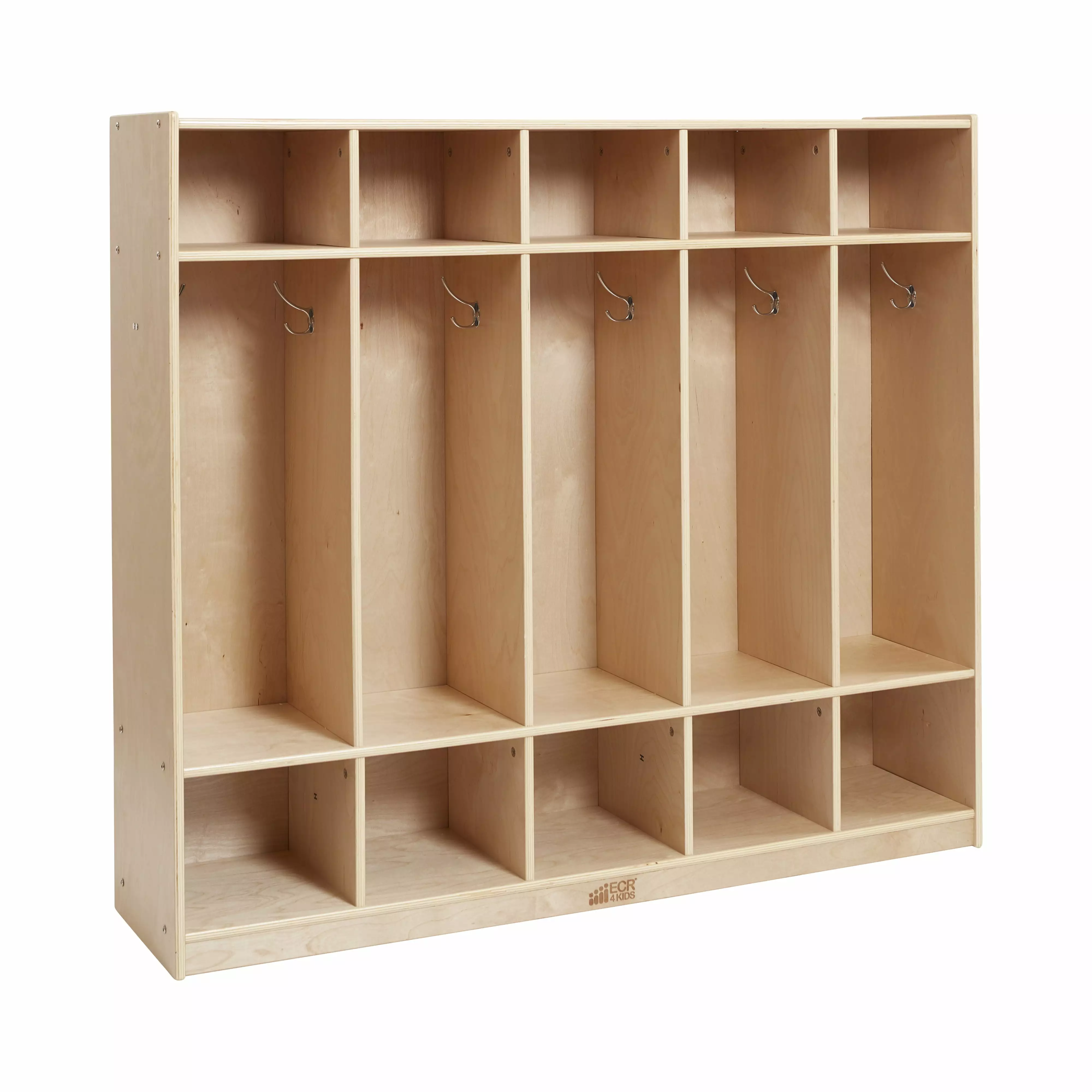 ECR4Kids 5-Section Straight Coat Locker Natural Finish