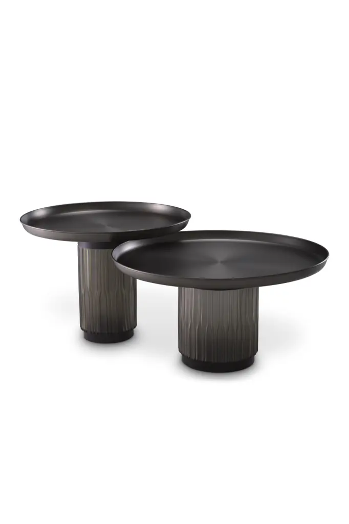 Black Gunmetal Coffee Table Set Eichholtz Zachary Modern Living Room Decor