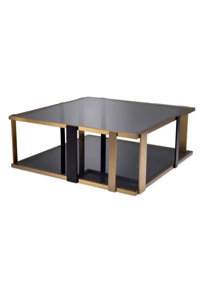 Eichholtz Clio Square Black Glass Coffee Table Modern Living