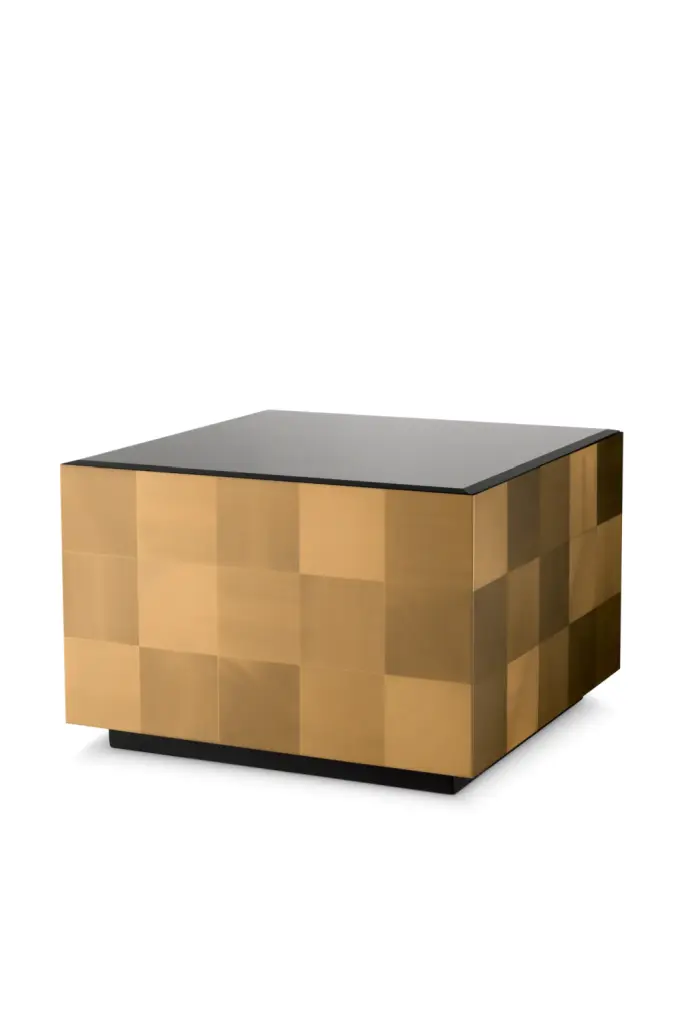 Eichholtz Saint John Brushed Brass Coffee Table - Modern Metallic Living Room Table