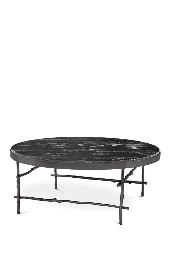 Eichholtz Tomasso Round Marble Top Coffee Table Elegant Living Room Centerpiece
