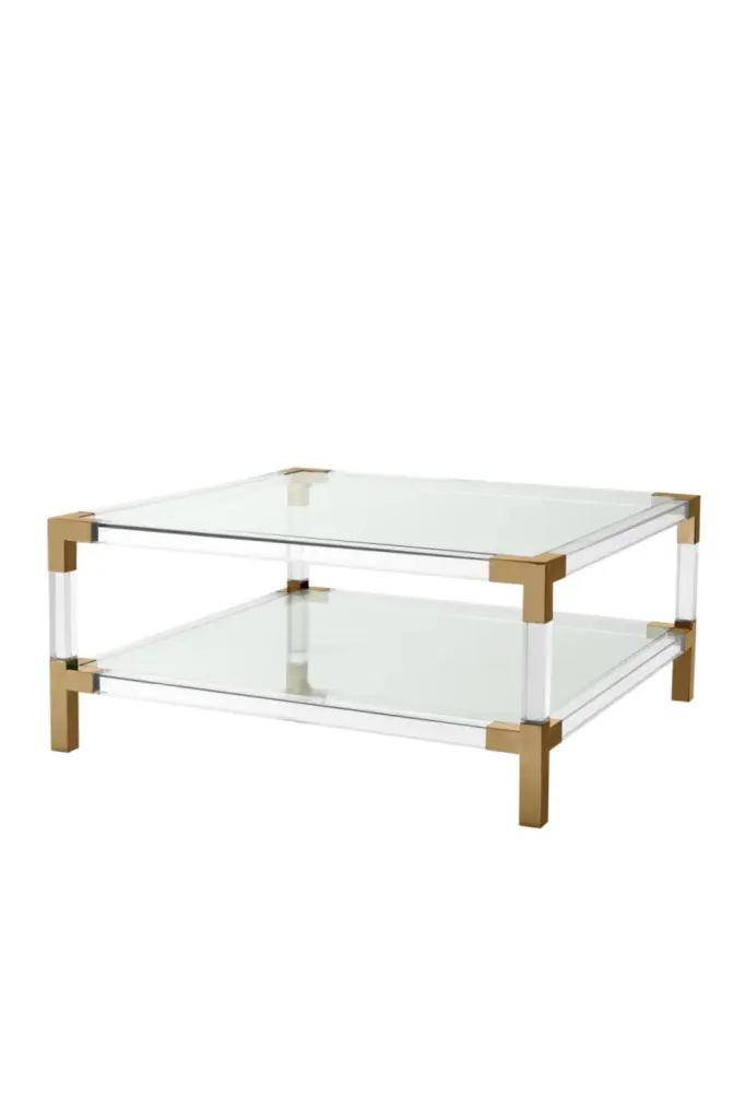 Lucite Brass Coffee Table Eichholtz Royalton Modern Living Room Table