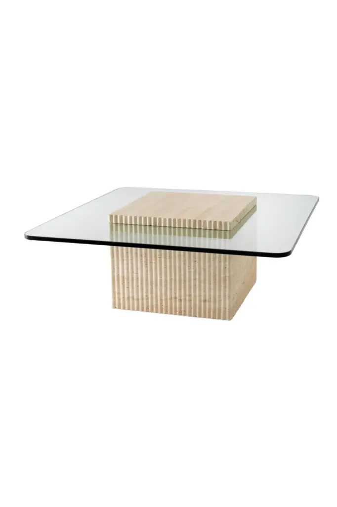 Square Travertine Pedestal Coffee Table Eichholtz Brindisi