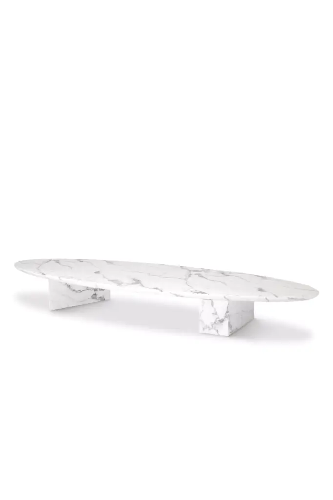 White Marble Oval Coffee Table Eichholtz Aurore Modern Living Room Center Table