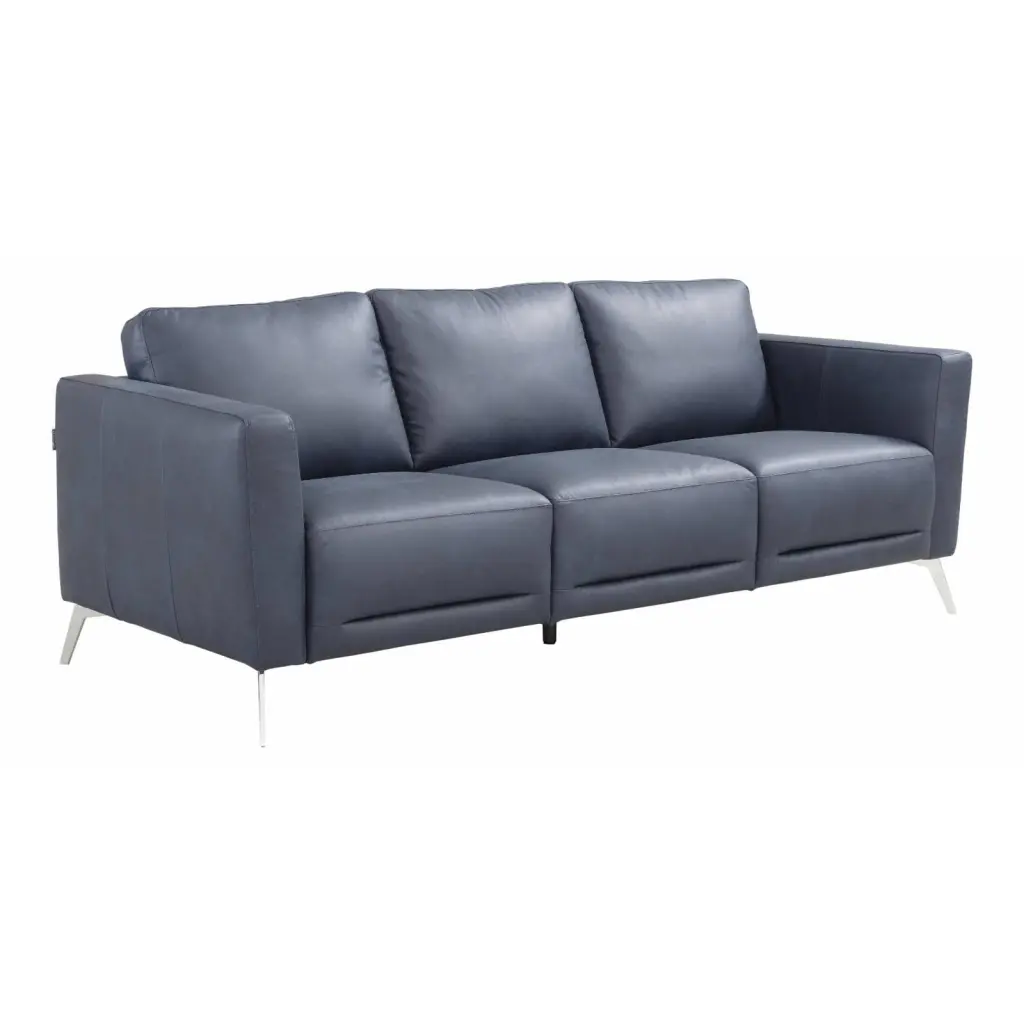 LV00212 Blue Leather Sofa Astonic Modern Living Room Acme Furniture