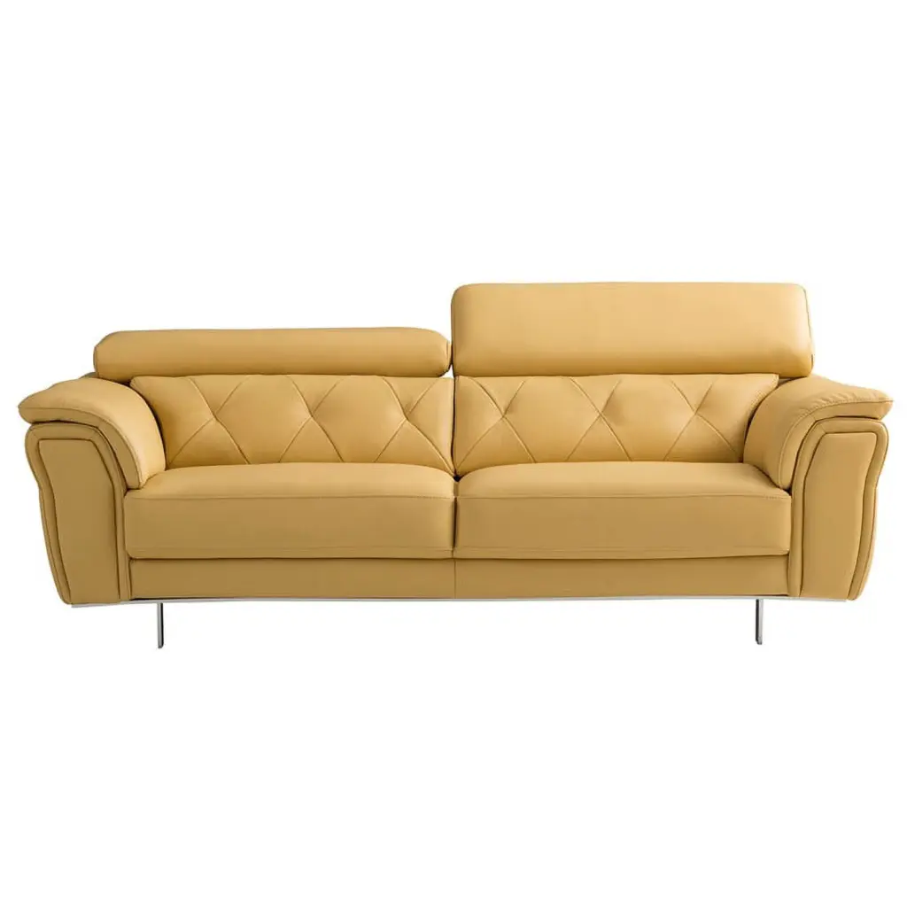 EK068 Yellow Italian Leather Sofa Vibrant Living Room Decor American Eagle Furniture