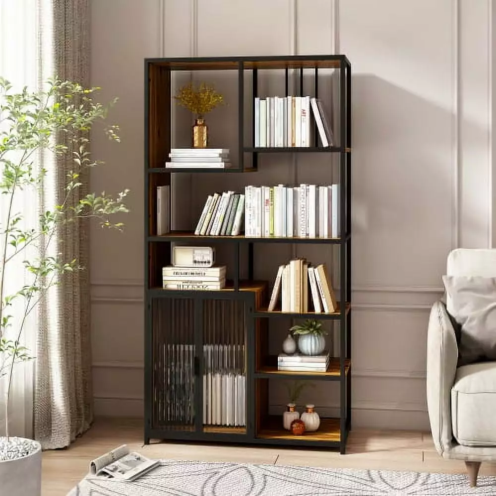 Multipurpose Bookshelf Enclosed Storage Cabinet Home Office Newlemo