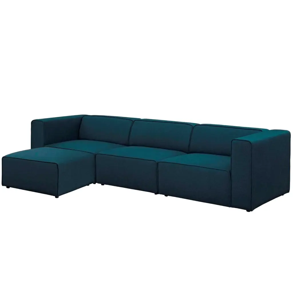 Modular Sectional Sofa Couch Blue Fabric Living Kitchen Cafe Bistro