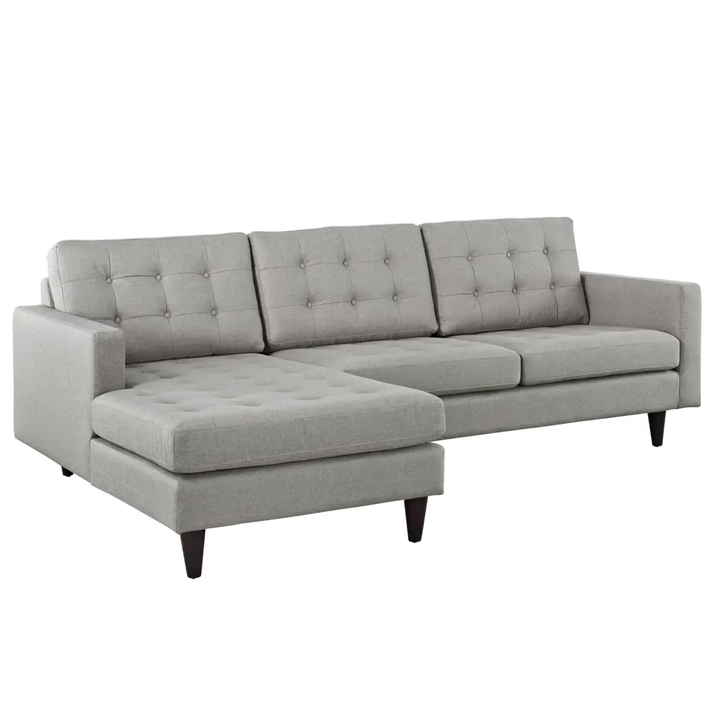 Sectional Sofa Couch Light Grey Fabric Living Kitchen Cafe Bistro Mod