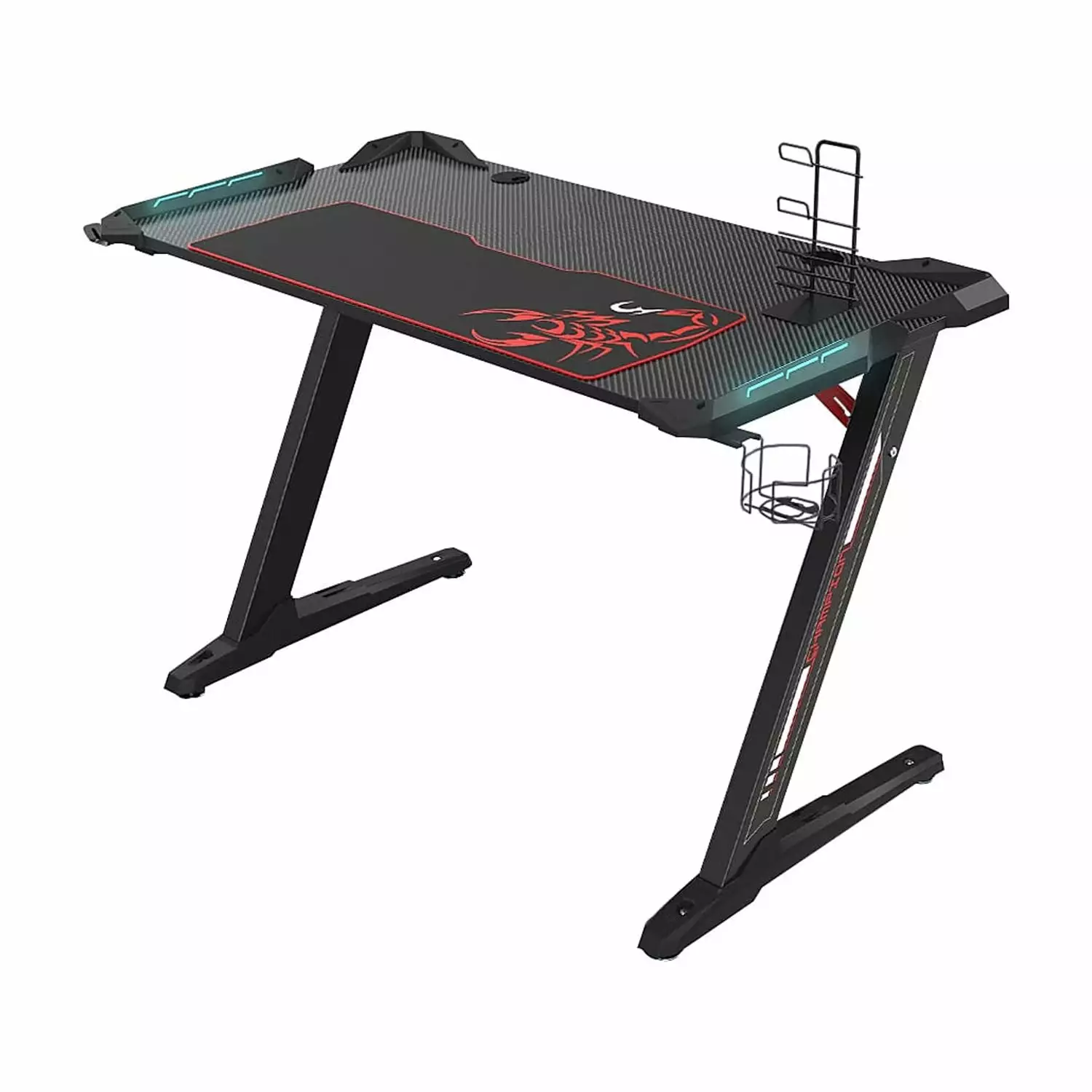 Eureka Colonel Z1-S 45 Computer Gaming Desk Black GD0075-BK STGD015 - Compact Gaming Setup