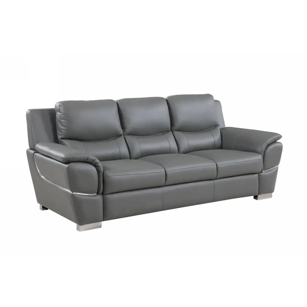 HomeRoots Decor 37-inch Chic Grey Leather Sofa - Compact Living Room Furniture