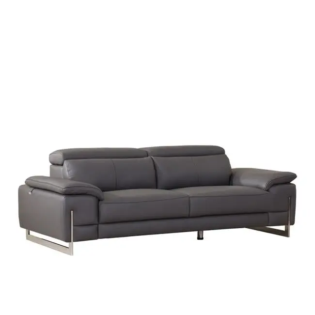 Tasteful Leather Sofa Dark Grey - 31 Inch Compact and Stylish KD Estanteria