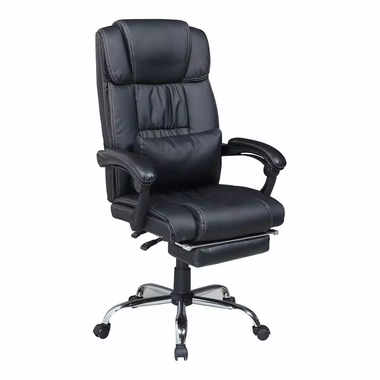 Pemberly Row 51.6 Extendable Steel PU Ergonomic Computer Chair Black