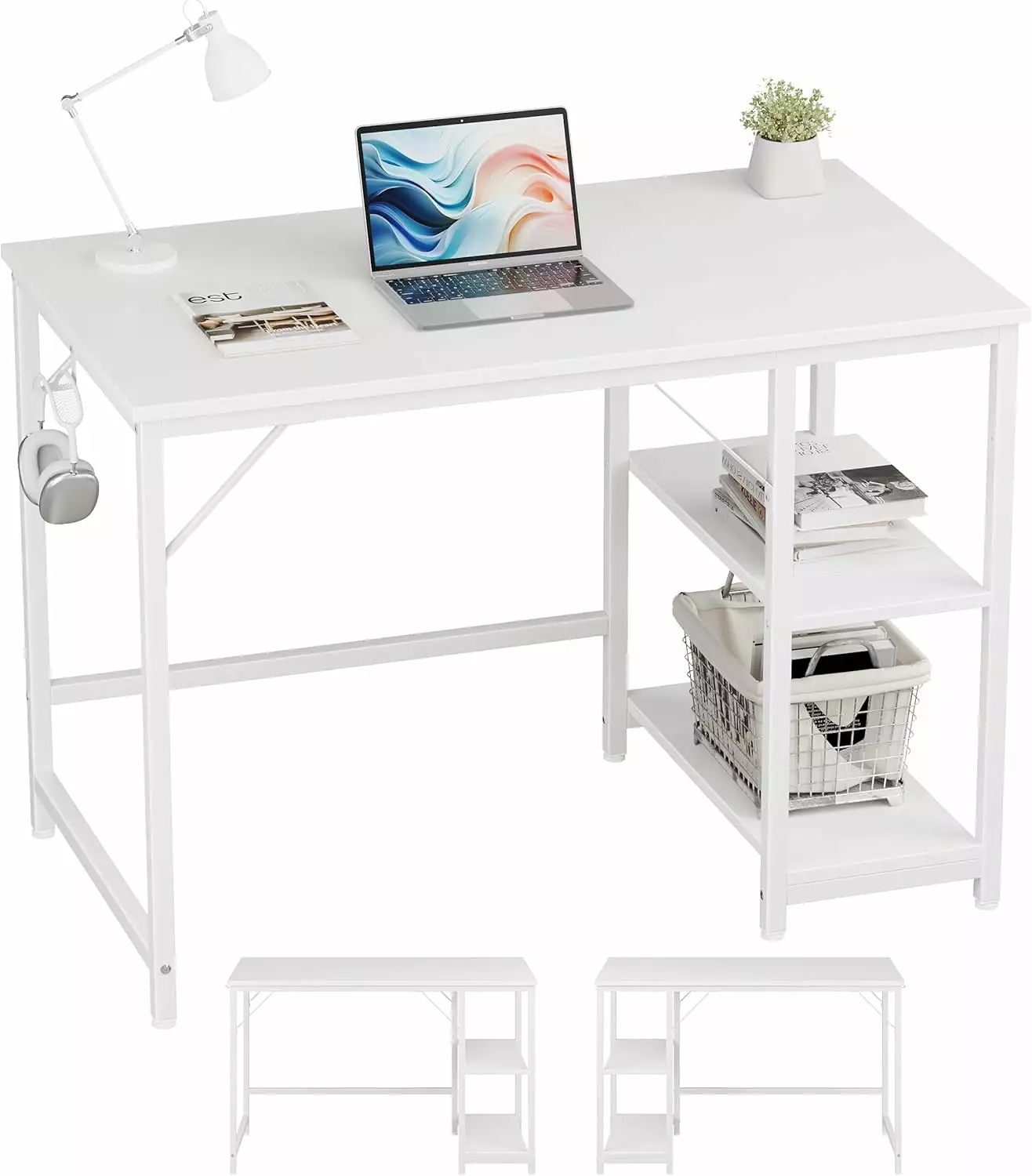 Home Office Computer Desk Wooden Storage Shelf Small Office White Desk and Gaming Table Splice Board A&A Manufacturing