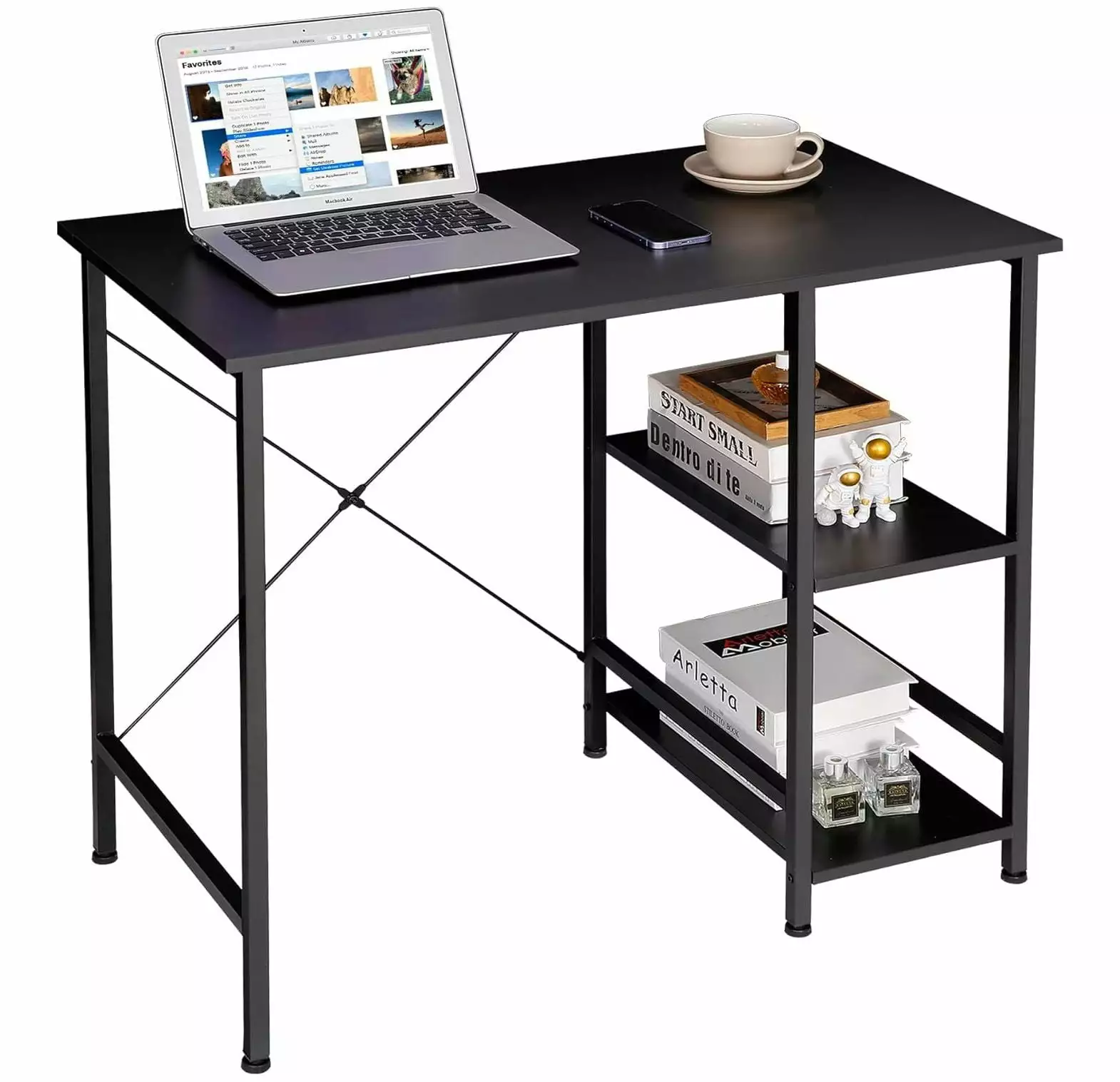 BULYAXIA 36 Inch Home Office Desk Study Writing Computer Desk 2 Storage Shelves Small Industrial Modern Simple Style Lapto...