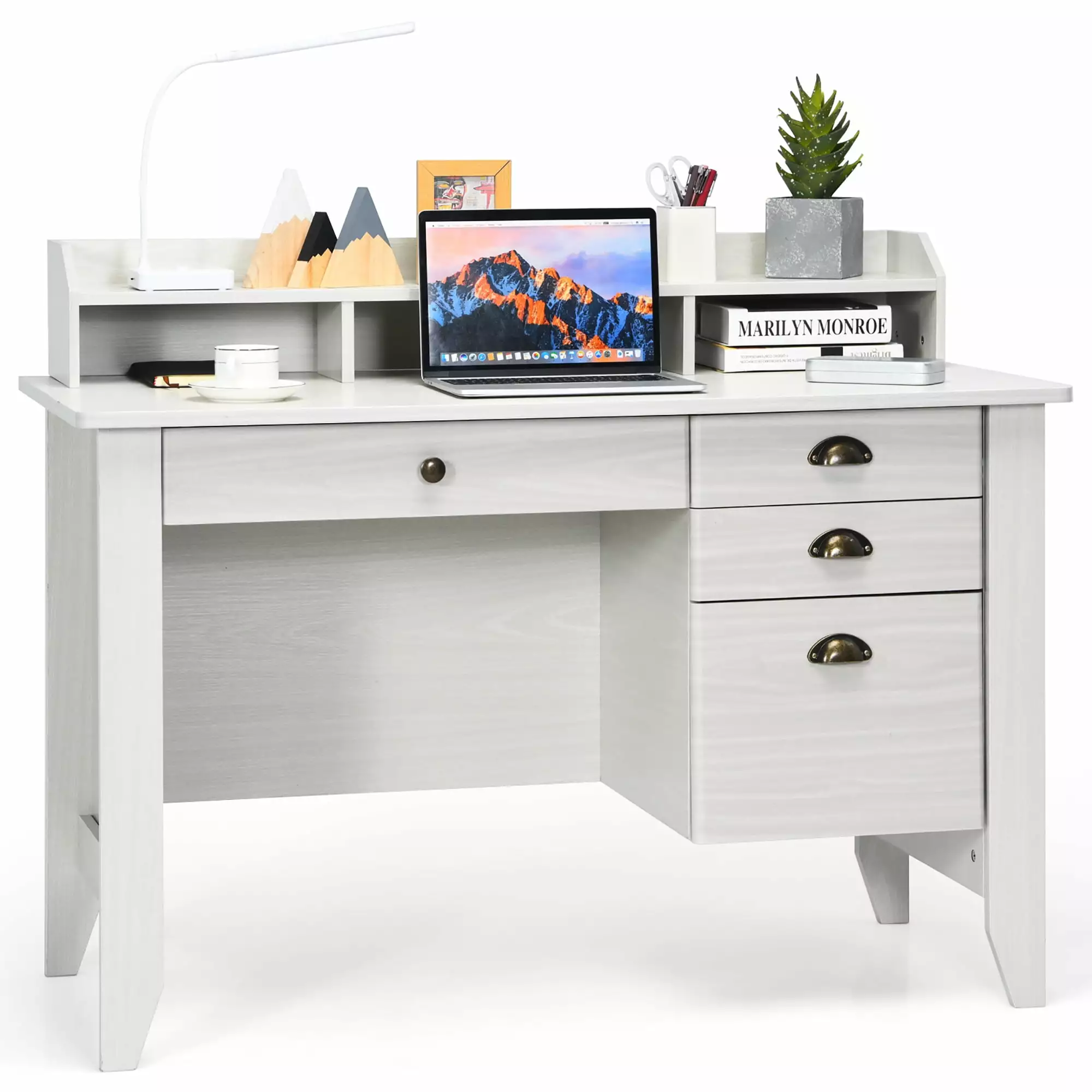 Costway Computer Desk - White PC Laptop Writing Table Workstation Home Office