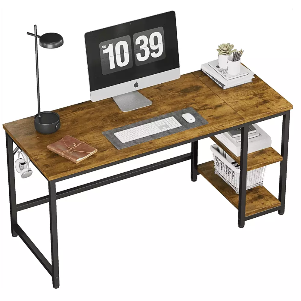 2 Tier Industrial Modern Laptop Desk Spliced Panels - 55 Inches DQMARTY