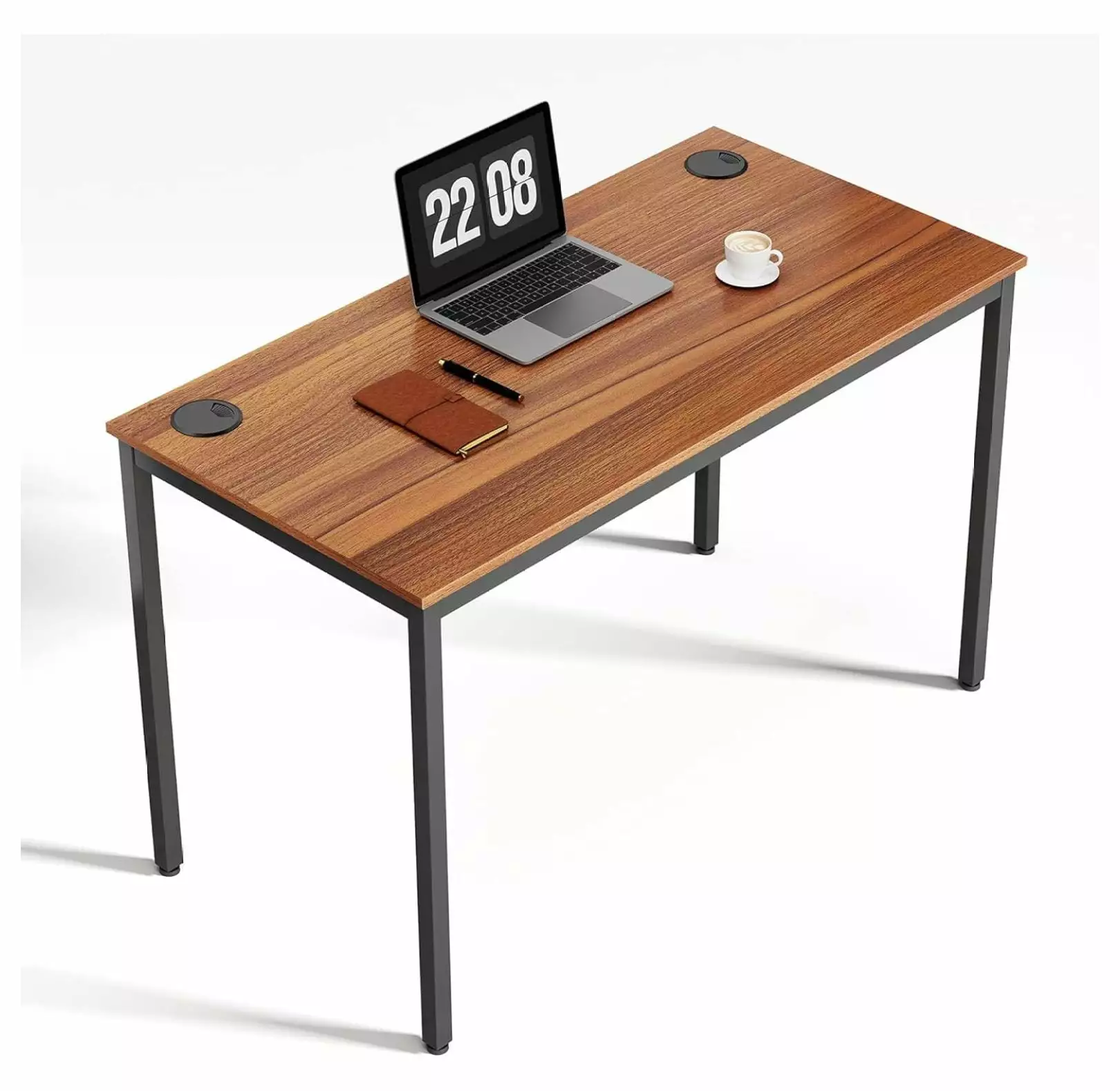 47-Inch Teak Home Office Computer Desk Modern Simple Sturdy Work Study Writing PC Gaming Table Drevy