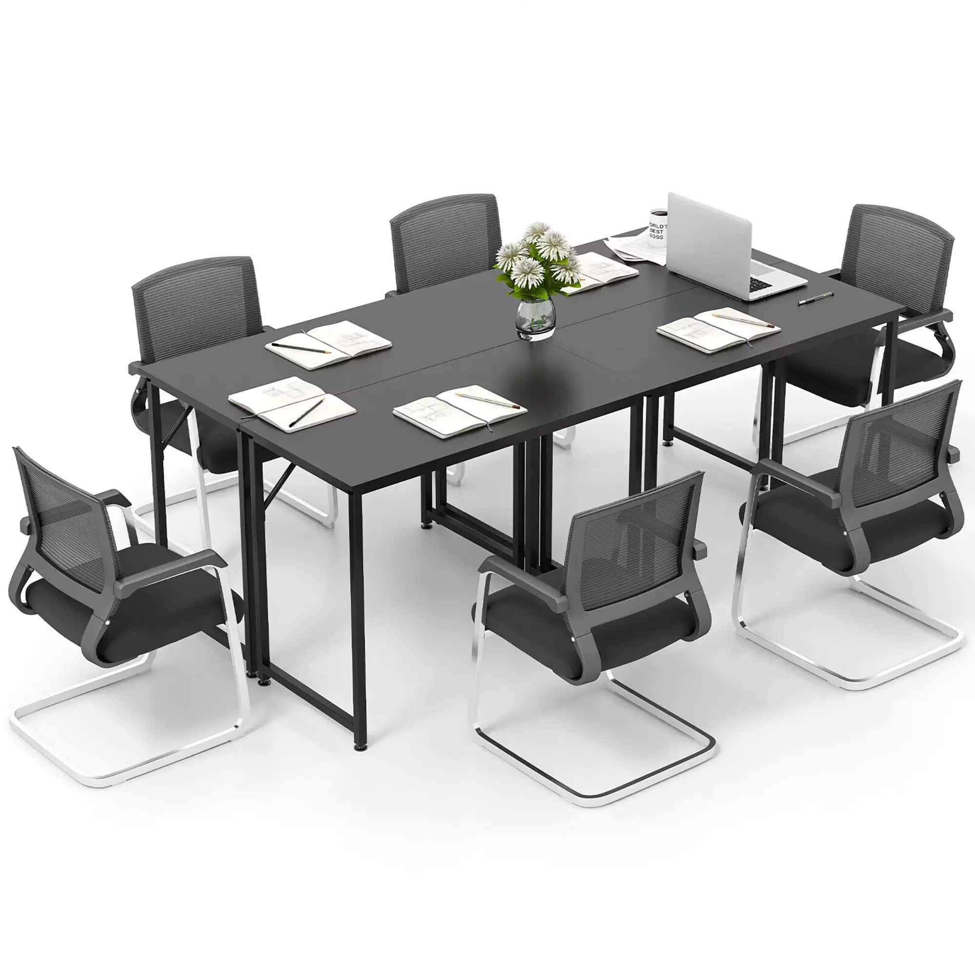 Gymax 4PCS 40-Inch Small Computer Desk - Heavy-Duty Metal Frame Home Office PC Workstation Black