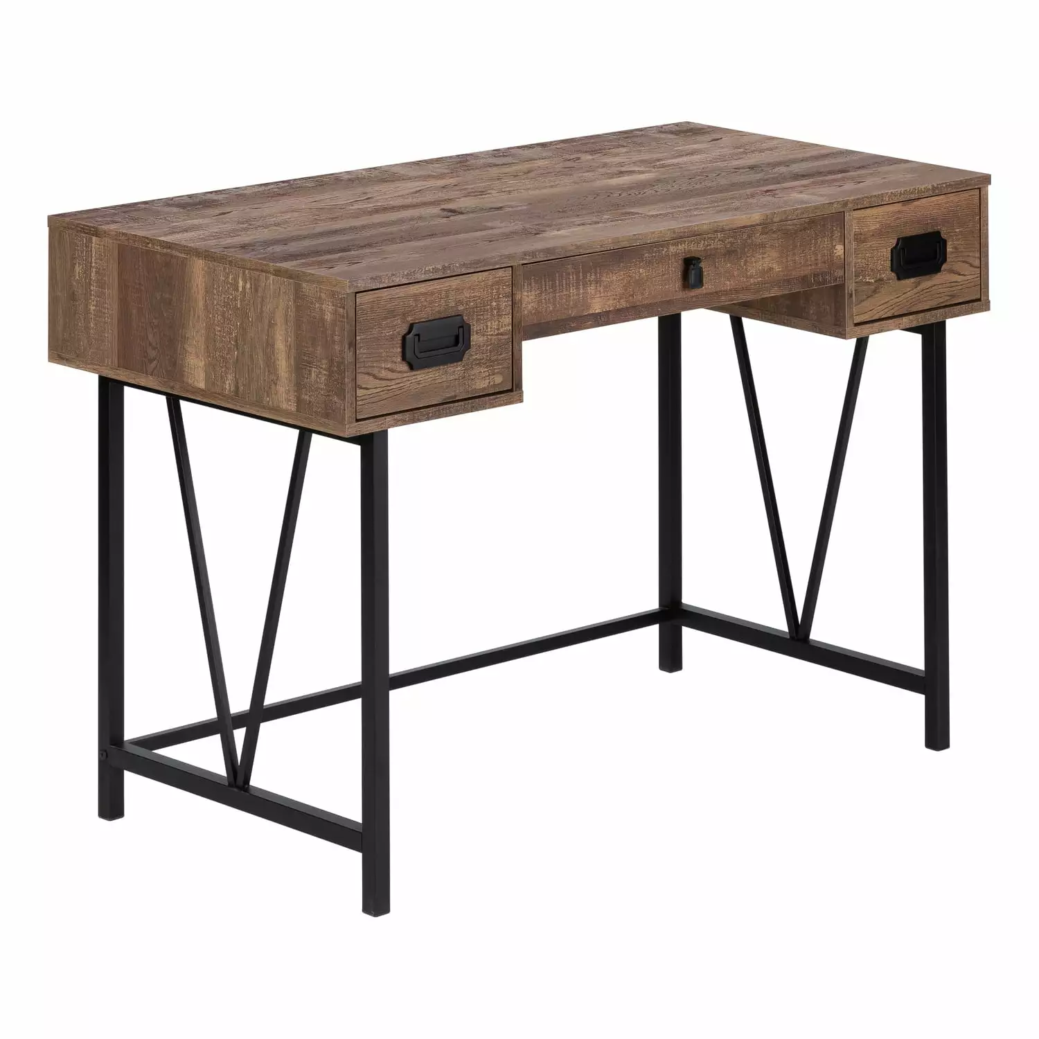 HomeStock Computer Desk Home Office Laptop Storage Drawers 48L Work Metal Laminate Black Transitional