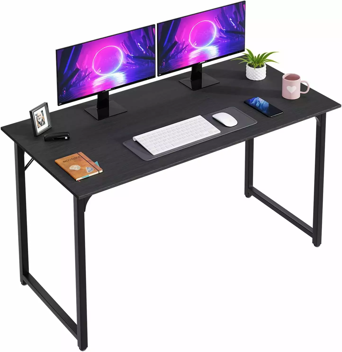 47 Inch Black Wood and Metal Computer Gaming Desk Multi-Function Writing Table Student Workstation LJT