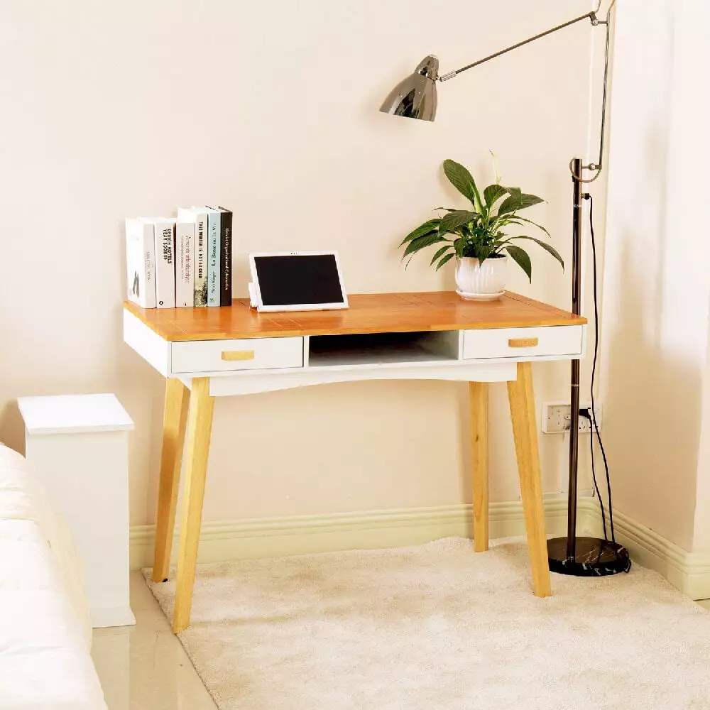Resenkos Solid Wood Computer Desk Elegant Finger Joint Design