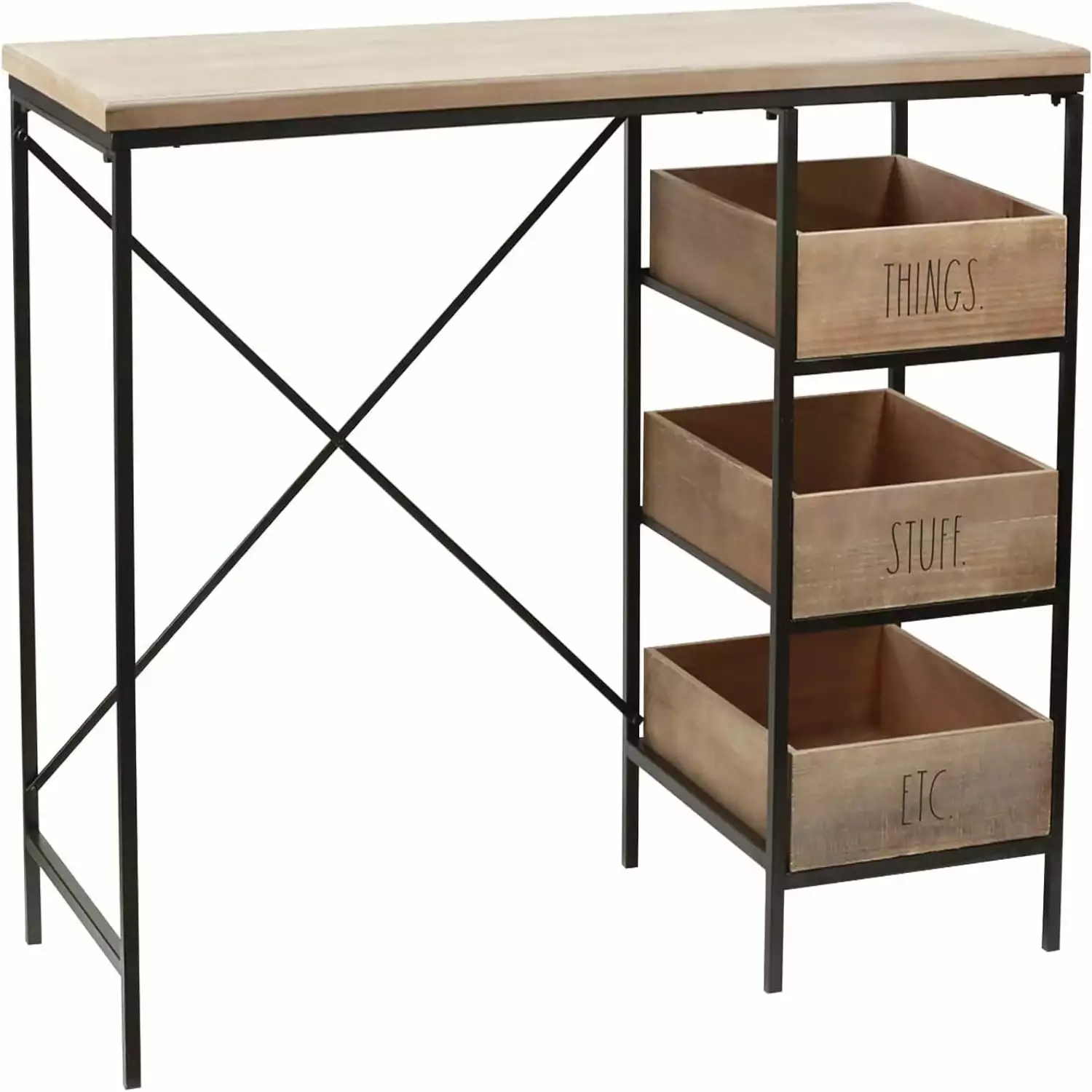 Wood Desk Computer Desk Drawers Writing Desk Work Desk Office Craft Study Desk PC Desk Industrial Wooden Large Desk Modern...