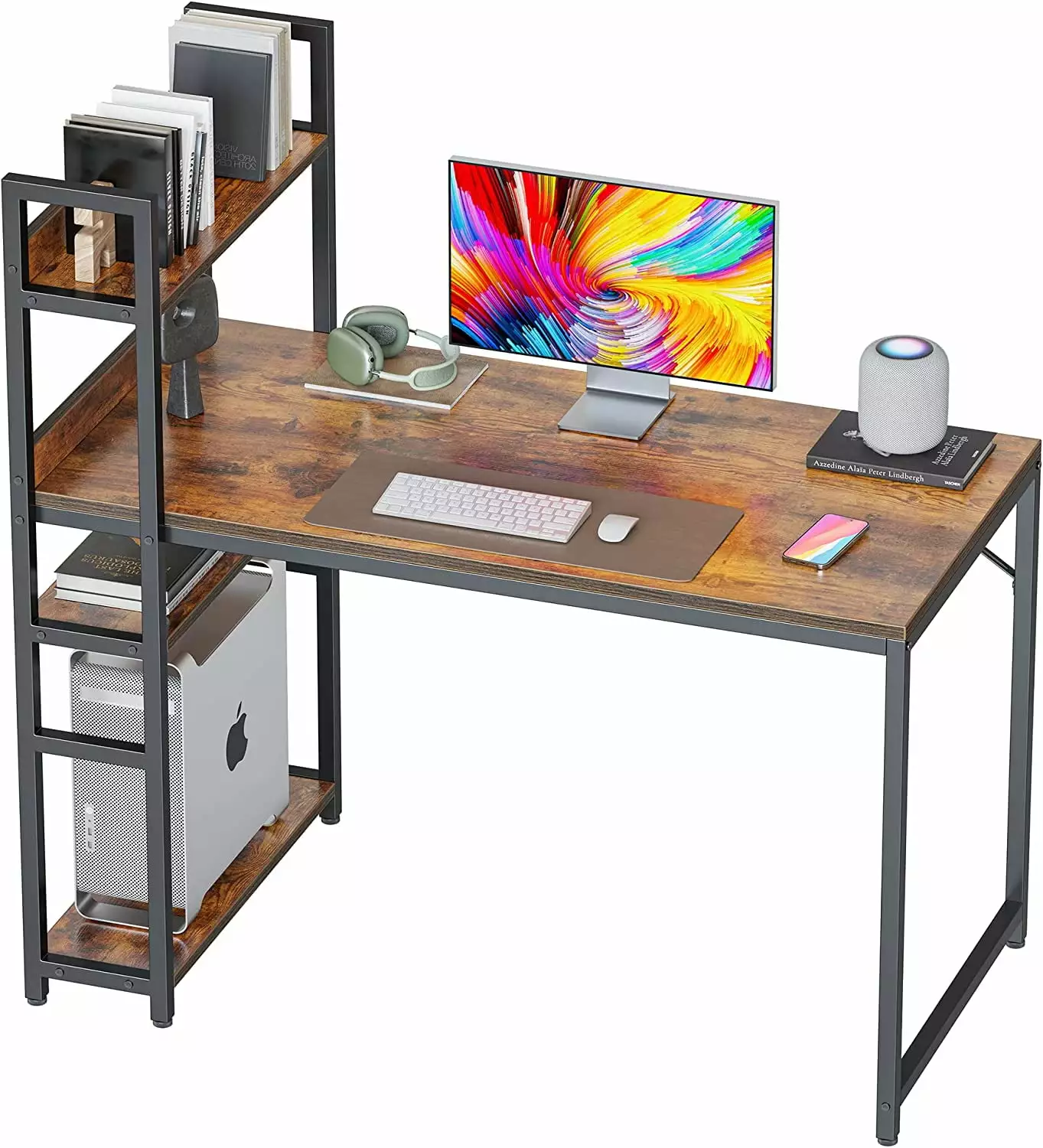 40 Inch Brown Computer Desk Storage Shelves Home Office shinyswan