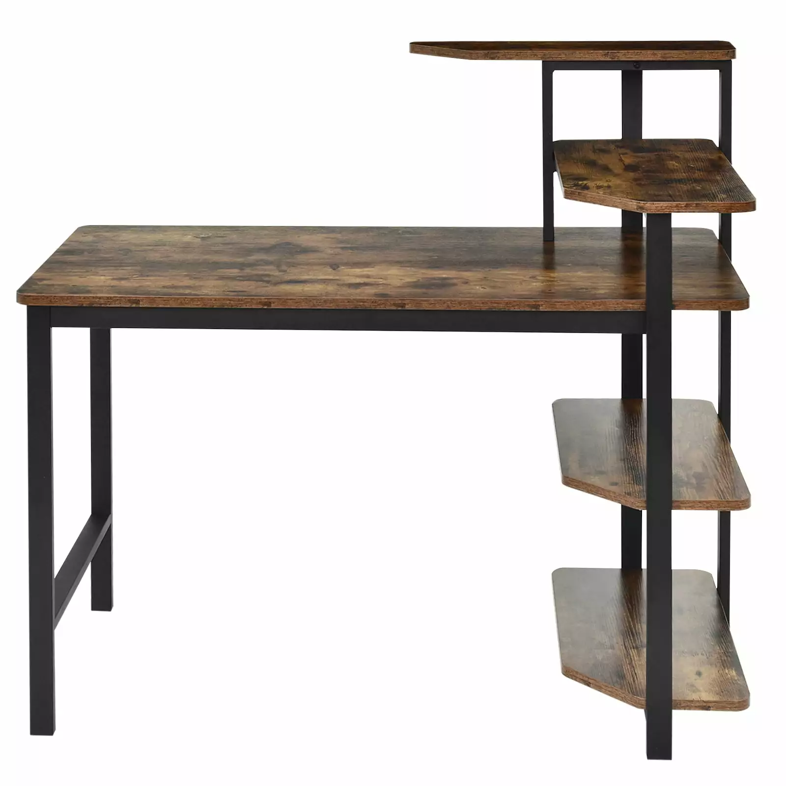 Topbuy Industrial 48 Inch Computer Desk 4-Tier Bookshelves Writing Study