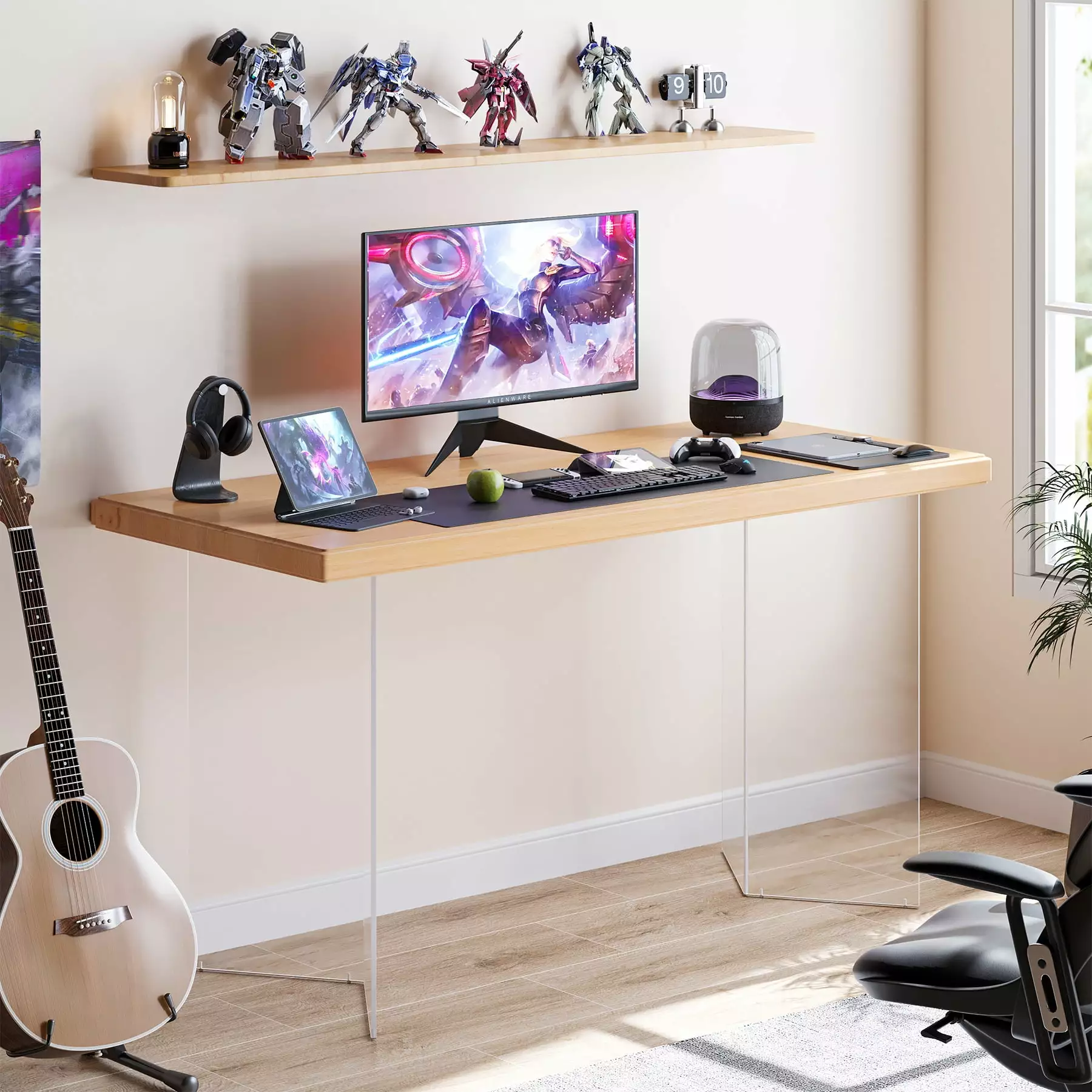 Tribesigns Computer Desk - 55 Inch Sturdy Wood Laptop Table Acrylic Legs