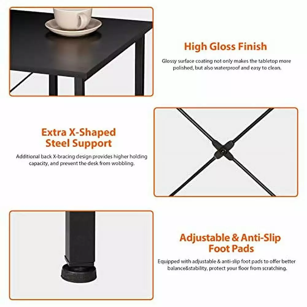 ZENY 36-Inch Small Computer Desk Storage Shelves - Sturdy Home Office Writing Desk Black WHUIWHUI
