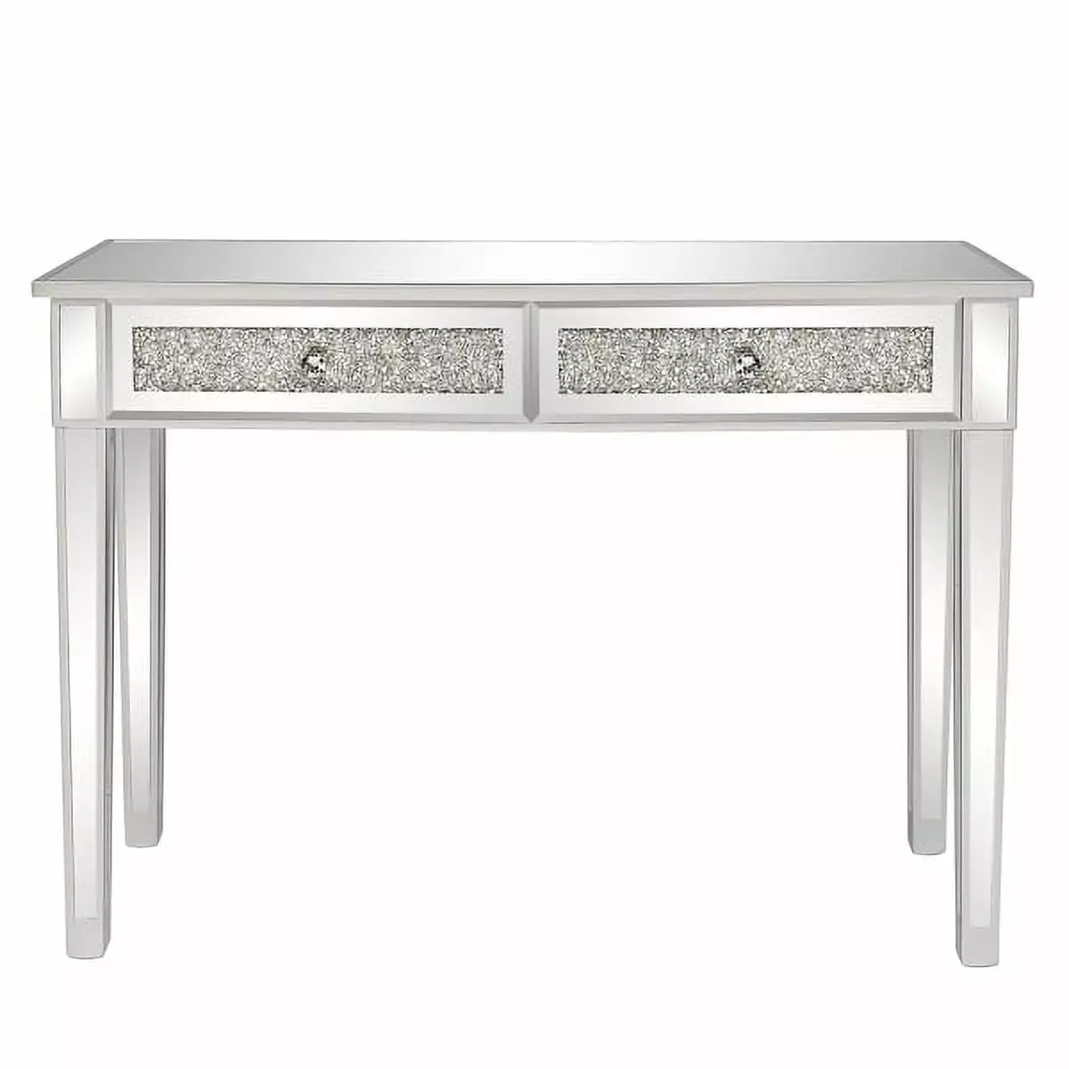 106x38x76cm Modern Mirror Two-Pump Computer Table Silver YTTX
