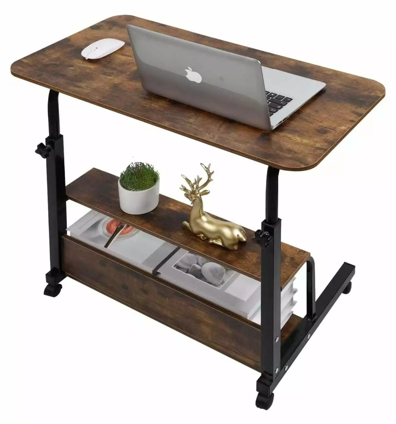 ZeloraGildan Adjustable Height Mobile Computer Desk Storage Rolling Design