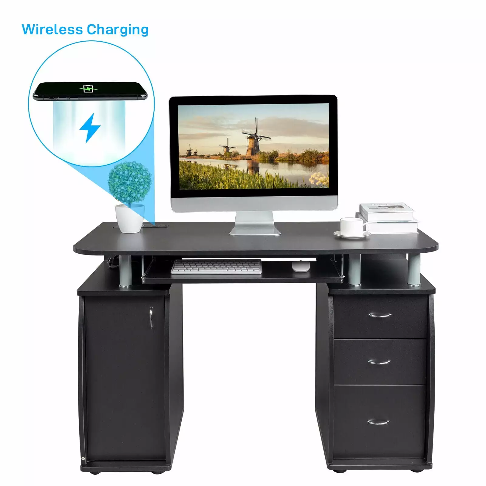 ZGBY Computer Desk Writing Study Gaming Laptop Table Home Office Workstation Cabinet ZGBY Home Products