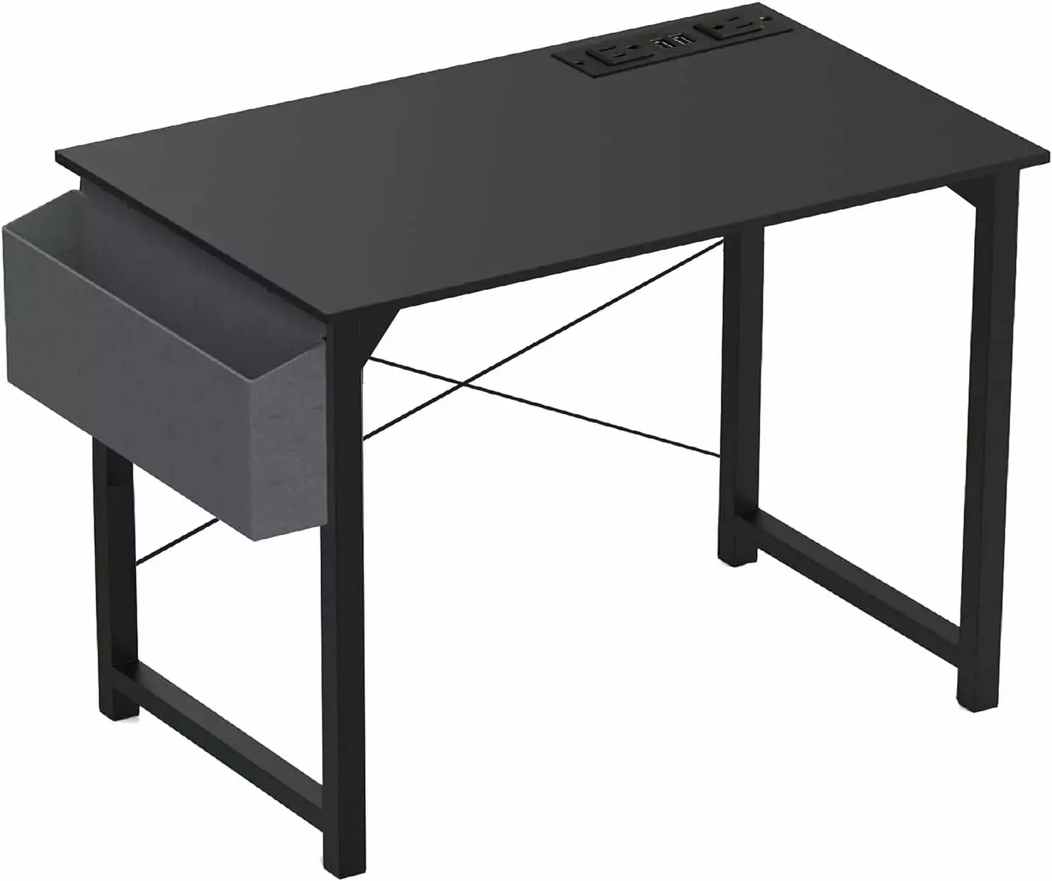 47.5 Inch Computer Office Desk Power Outlets USB Charging Port Storage Bag Modern Gaming Desk ZJ