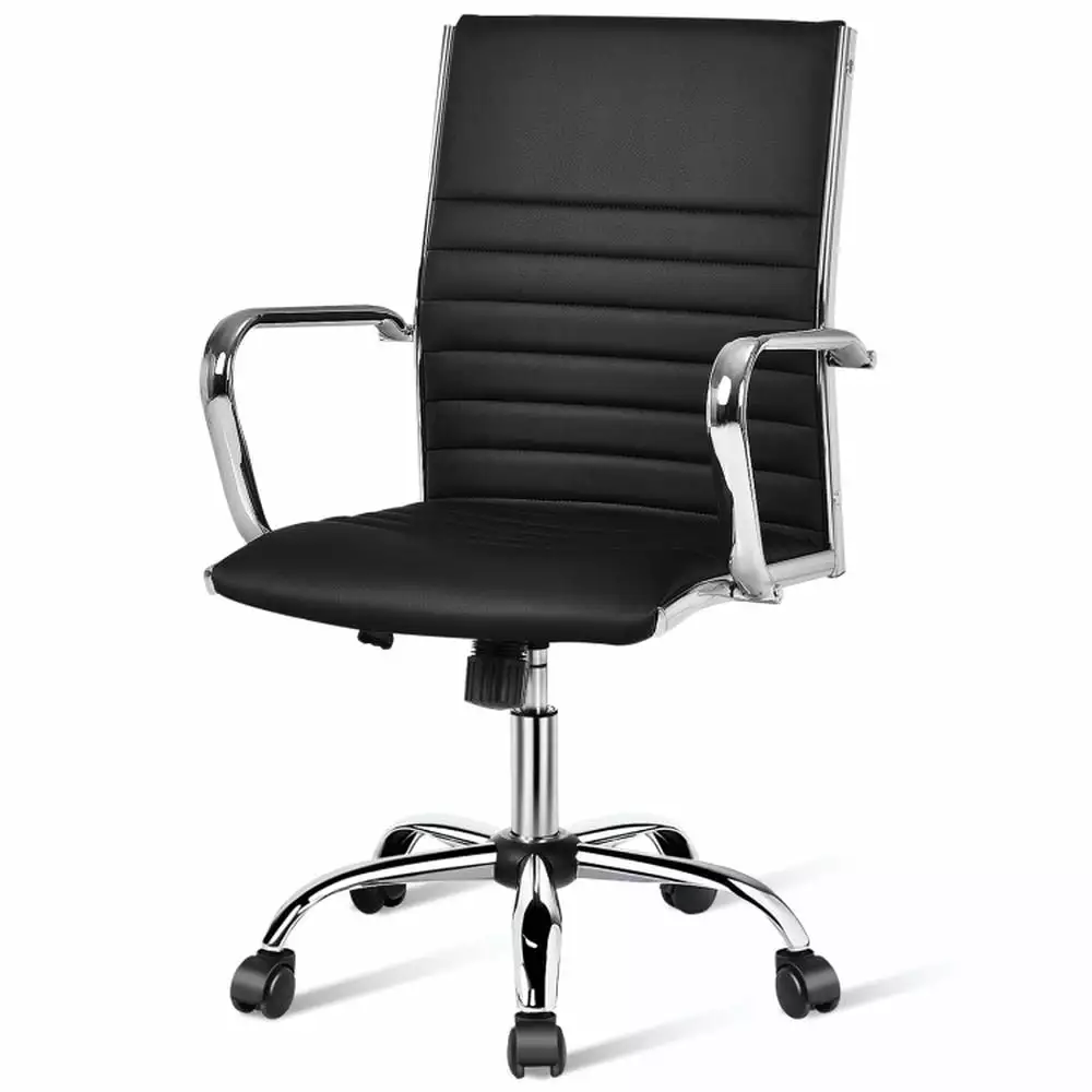 Kepooman Conference Chair - High Back Ribbed Office Chair Armrests Executive and Reception