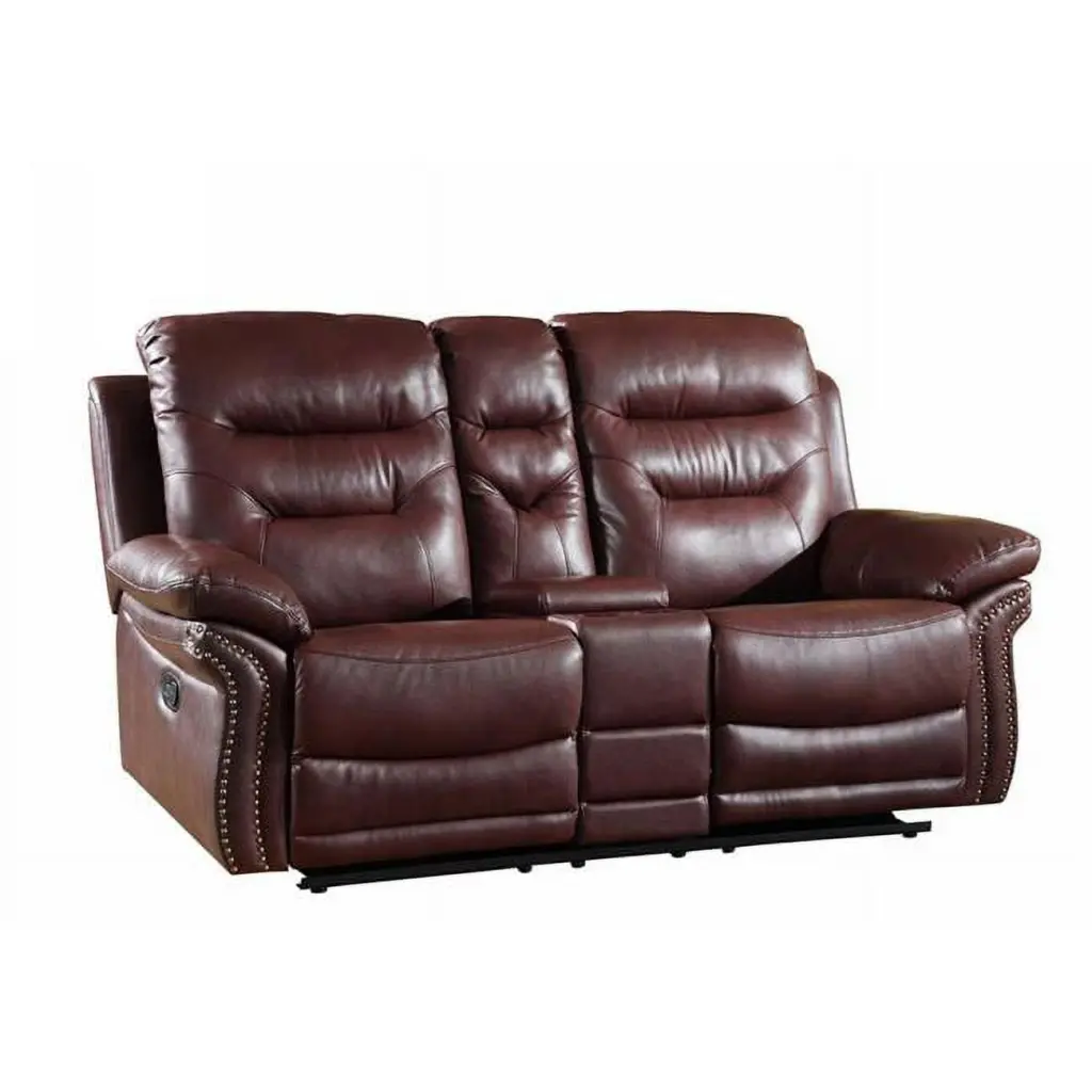 Comfortable Leather Console Loveseat Burgundy 44 Compact Living Room Furniture KD Estanteria
