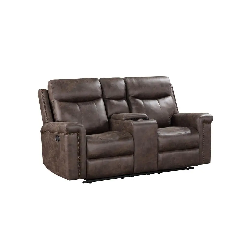 New Classic Furniture Quade Polyester Fabric Console Loveseat Mocha Small Spaces
