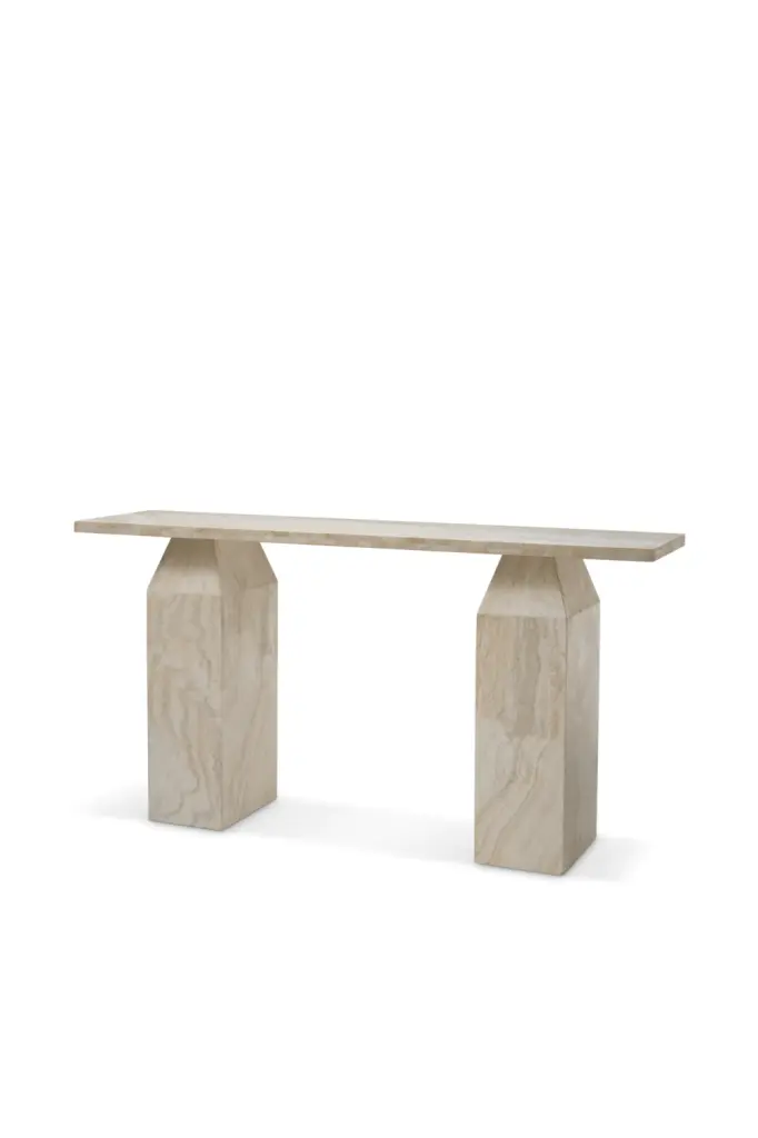 Eichholtz Tarragona Rectangular Travertine Console Table - Entryway Hall Table