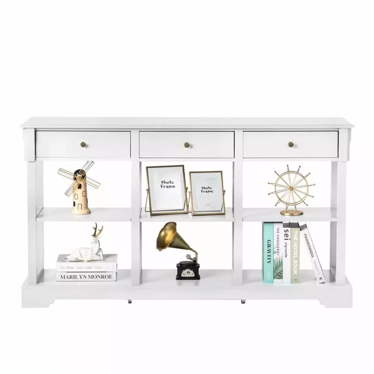 Console Sofa Table Ample Storage Retro Kitchen Buffet Cabinet Sideboard Vintage White YTTX