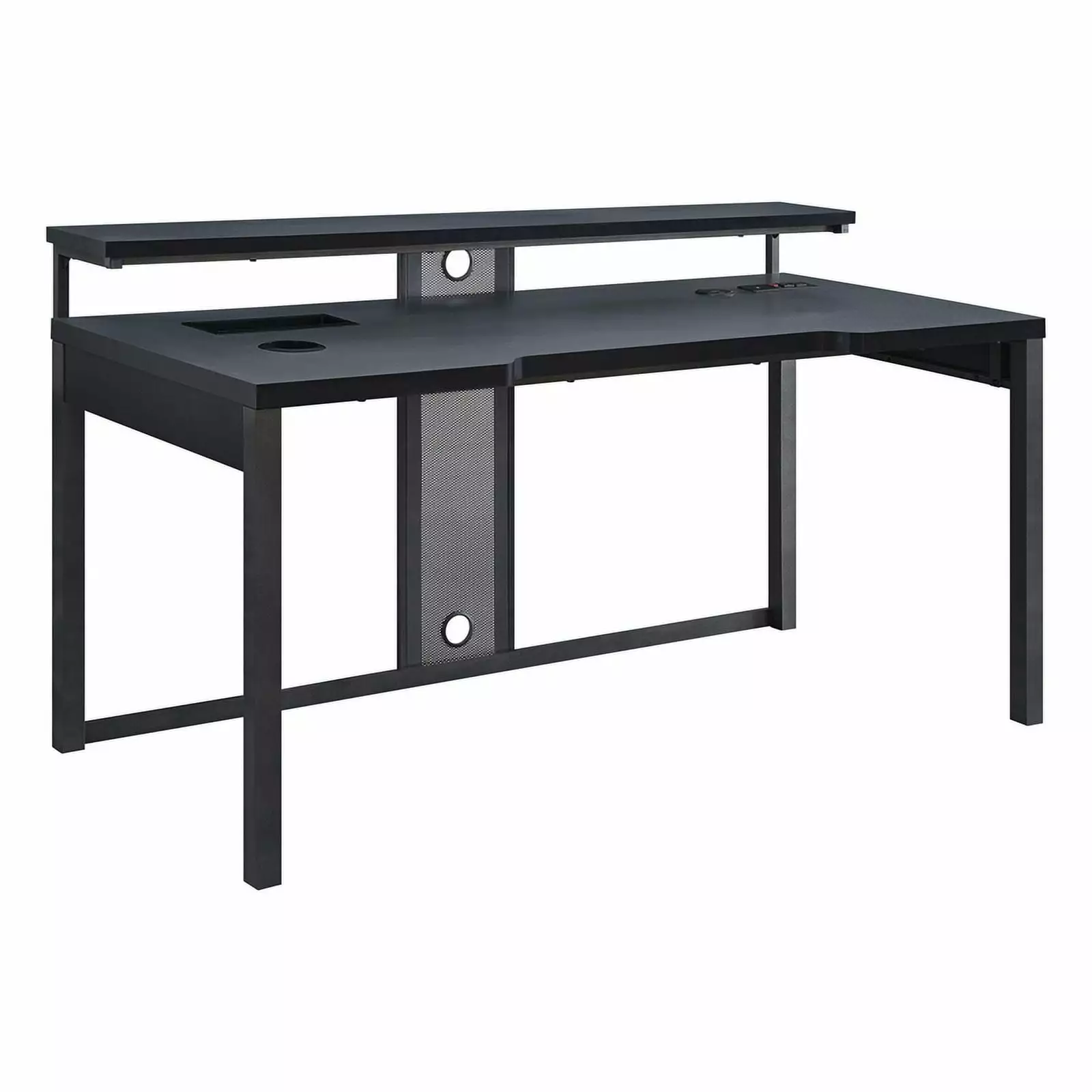 Pemberly Row Contemporary 63 Gaming Desk Black Steel Metal