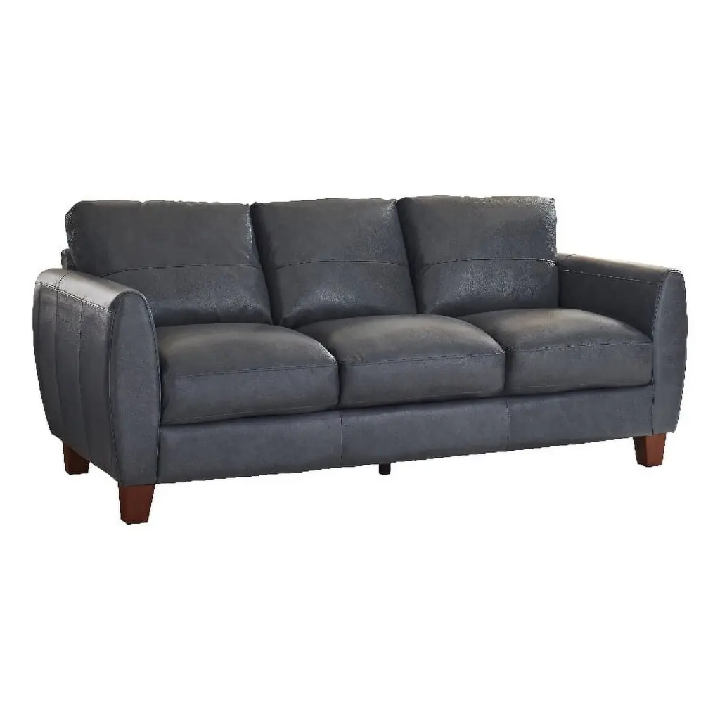 Leather Lusso Bayliss Contemporary Genuine Leather Hardwood Sofa Blue